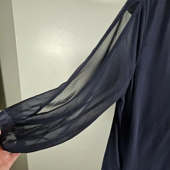 Lulus Women's Navy Blue Shifting Dears Long Sleeve Shift Dress Size Medium - Picture 2 of 9